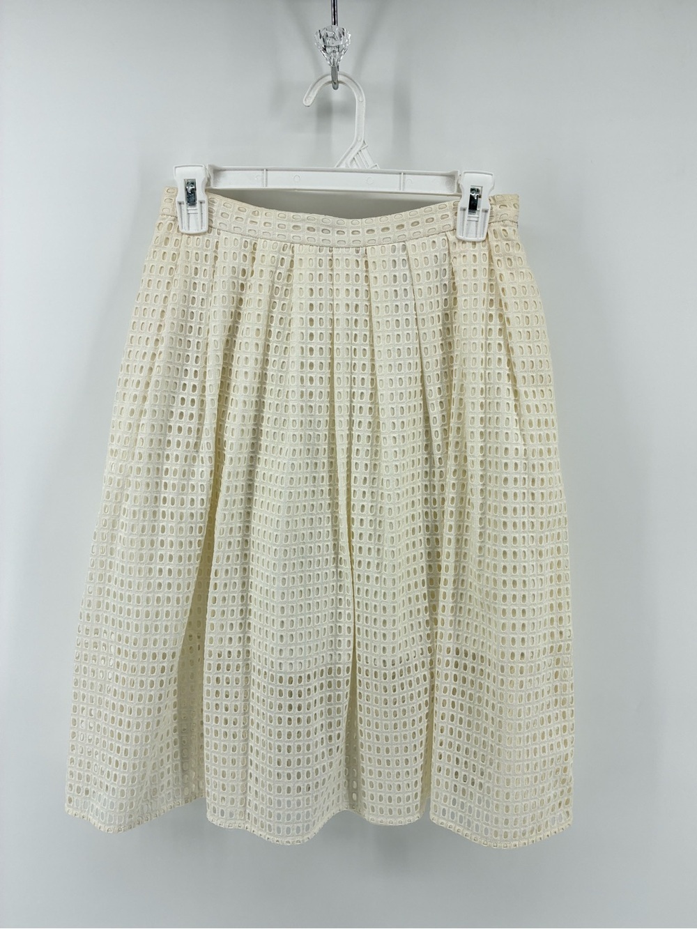 Michael Michael Kors Pleated Ivory Eyelet Midi Skirt